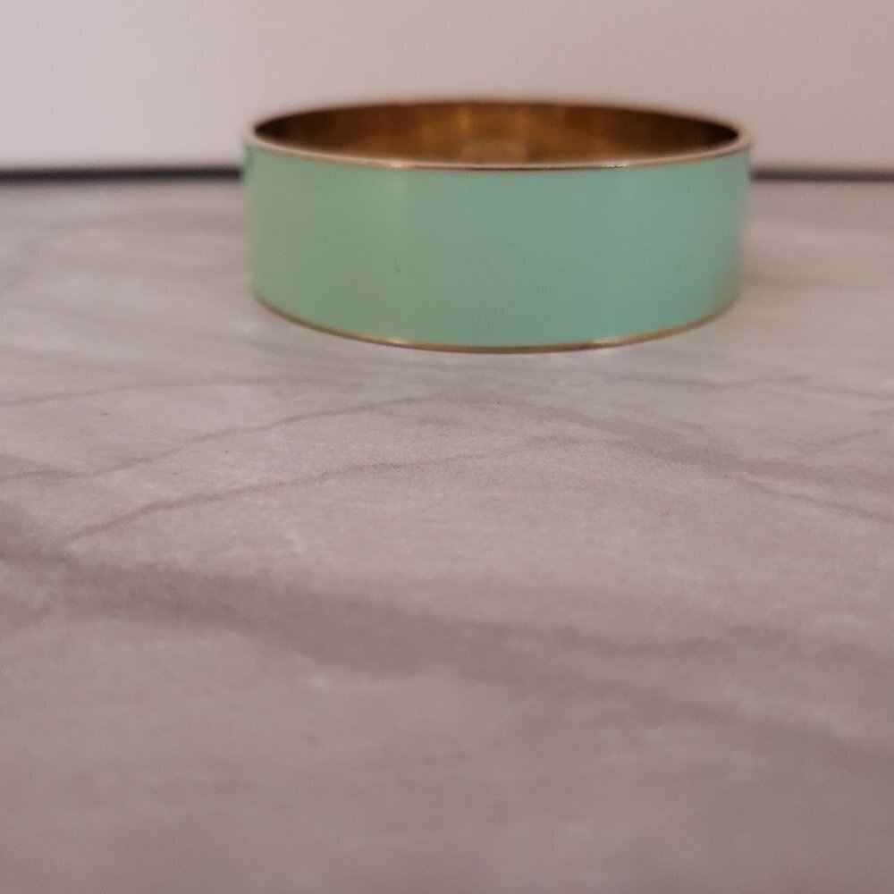 💚 Vintage 2000's 00's Y2K J.Crew Mint Green Enamal Wide Bangle Bracelet 💚 - Picture 6 of 11